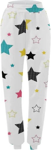 Vista 4 de Pantalones de chándal Estampado navideño para mujer rectos, cintura alta, elásticos, sueltos, básicos
