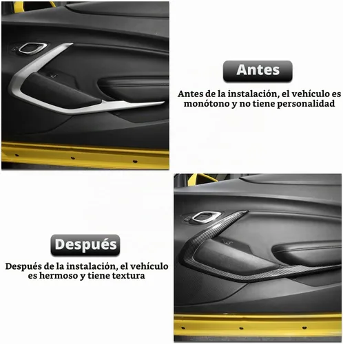 Vista 2 de Cubierta de moldura de panel de puerta interior en V de fibra de carbono, marco decorativo, accesorios interiores para Chevrolet Camaro 2016-2023