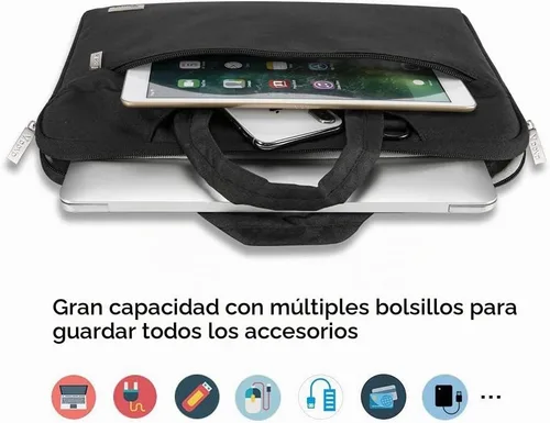 Vista 3 de Voova Bolsa para laptop de 13 14 pulgadas, funda impermeable para computadora con correas para el hombro y asa compatible con MacBook Air 13 Negro