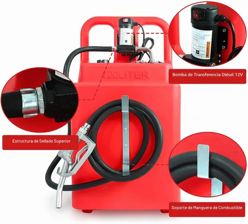 Vista 2 de Tanque de combustible portátil de 32 galones y 120 litros con bomba diésel de 12 V