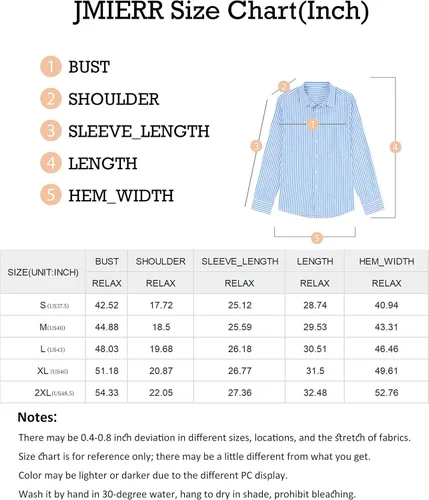 Vista 6 de JMIERR Camisas de vestir de algodón con botones y estilo casual para hombre