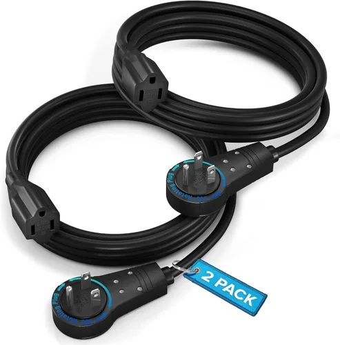 Vista 16 de Maximm Cable de extensión de enchufe plano giratorio de 360°, cable de extensión de 3 clavijas, cable de alimentación de 16 Awg, color negro