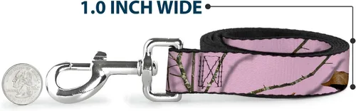 Vista 5 de Buckle-Down Correa para perro Mossy Oak Country Roots Camo rosa bebé 4 pies de largo 1.0 pulgadas de ancho