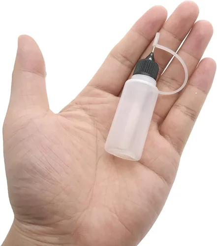 Vista 3 de 12 botellas aplicadoras de punta de precisión, 6 piezas de 1 onza y 6 botellas de pegamento translúcido de 0.5 onzas, con 2 mini embudo