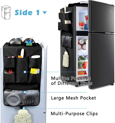 Vista 3 de Mini organizador de nevera, organizador de almacenamiento sobre el refrigerador con 16 bolsillos (65 x 12.5 pulgadas), organizador que ahorra