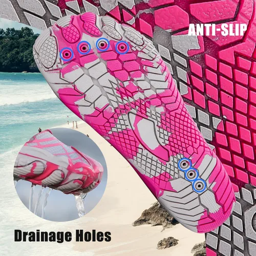 Vista 4 de Joelynne Zapatos de agua para mujeres y hombres, de secado rápido, descalzo, para playa, natación, deportes, senderismo, buceo, surf, 1-carbon Black