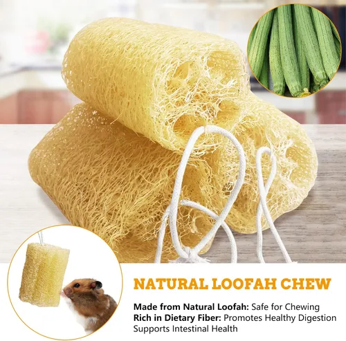 Vista 3 de 12 piezas de juguetes masticables de conejo, juguete masticable natural de conejo, lufa, juguetes para moler dientes de chinchilla, conejillo