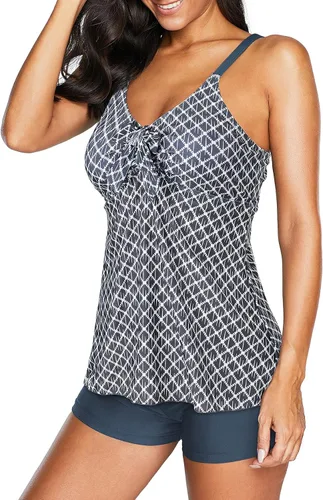 Vista 3 de American Trends Trajes de baño de dos piezas para mujer, tankini de talla grande, con control de abdomen
