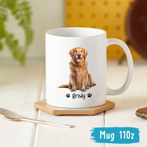 Vista 4 de Taza de café personalizada Golden Retriever con nombre para mamá o papá del perro, regalo personalizado para los amantes de los perros, taza de Taza