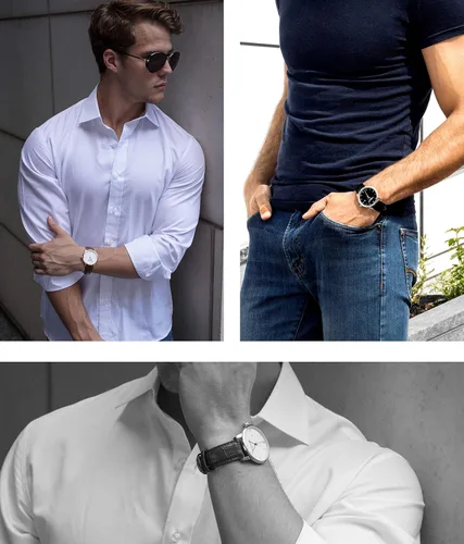 Vista 5 de Stuhrling Original Mens Watch Calfskin Leather Strap - Dress + Casual Design - Analog Watch Dial with Date, 3997Z Watches for Men Collection