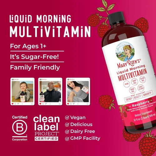 Vista 8 de Multivitamínico para mujeres, hombres y niños, vitaminas líquidas de suplemento de apoyo inmunológico y energético. Impulsor de belleza, vegano, sin