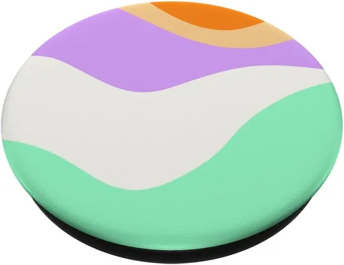 Vista 2 de Retro Waves Swirls Pastel Rainbow Wavy Stripes 70s Aesthetic PopSockets Adhesive PopGrip
