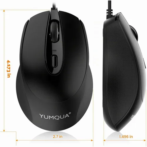 Vista 2 de YUMQUA Ratón con cable silencioso USB con cable para computadora MacBook