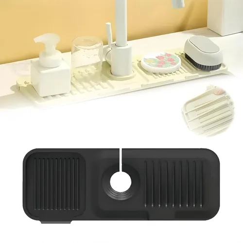 Vista 9 de Tapete para grifo para fregadero de cocina, tapete de drenaje de silicona 2026, protector de fregadero de piedra de secado rápido mejorado para Beige