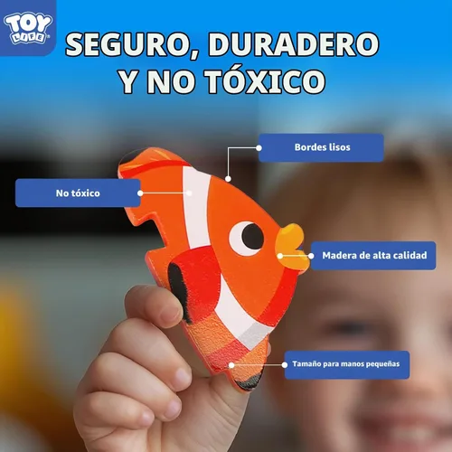 Vista 4 de TOY Life Rompecabezas de madera para niños pequeños de 2 a 4 años, rompecabezas de animales marinos para niños pequeños de 1 a 3, rompecabezas