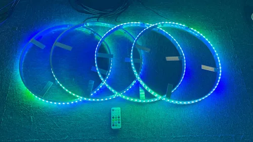 Vista 3 de Dream Chasing Colors Flow - Anillo de luces LED de 15.5 pulgadas, luces de llanta, luces de neumáticos, control de aplicación de dientes azules, 4