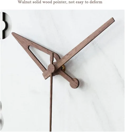 Vista 4 de SYALEO Reloj de pared redondo decorativo elegante con estampado de piedra de mármol blanco 3D, moderno, funciona con pilas, de cuarzo, silencioso