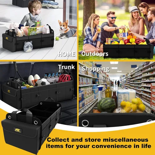 Vista 7 de MIKKUPPA Organizador de maletero de automóvil con enfriador - Organizador grande de 100L para automóvil, almacenamiento plegable de maletero