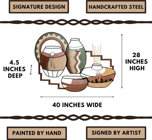 Vista 3 de Touch of Class Native Artifacts - Escultura de pared de metal, multitierra, decoración artística de estilo suroeste, estética del suroeste