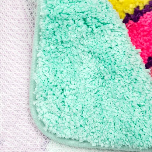Vista 5 de Jay Franco Nickelodeon JoJo Siwa Retro Rainbow - Juego de baño de 14 piezas, incluye cortina de ducha, 12 ganchos y alfombra de baño antideslizante