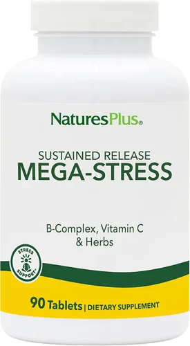 Vista 7 de NaturesPlus Complejo Mega-Stress - 60 tabletas de liberación sostenida - Complejo B, suplemento de vitamina C con manzanilla y hierbas para una