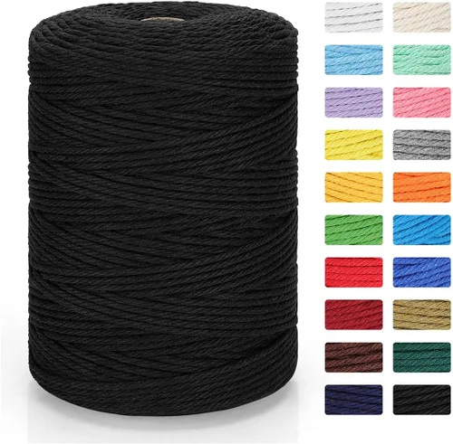 Vista 35 de Cordón de macramé 3mm x 300m Cuerda de macramé 100% algodón natural Cordón de algodón trenzado de 4 hebras para manualidades DIY, adornos