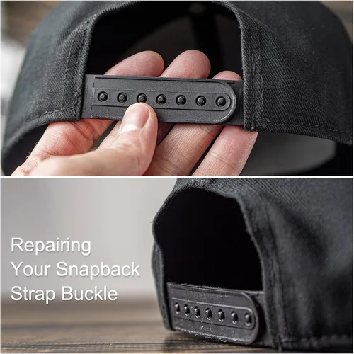 Vista 5 de uxcell Tapa de correa Snapback, agujeros de plástico ajustable sombrero broche hebilla reemplazo para reparación de tapas