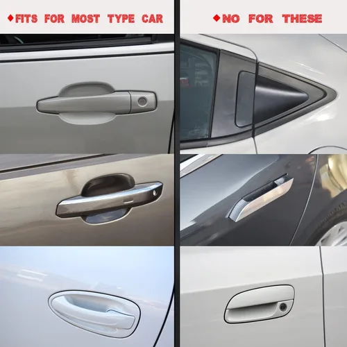 Vista 6 de Protector de manija de puerta antiarañazos, kit de 4 piezas de película invisible transparente 3D, protector impermeable para automóviles, camiones