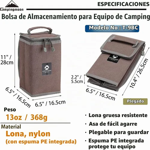 Vista 3 de CAMPINGMOON - Estuche de almacenamiento para farol de camping T-8, T-9