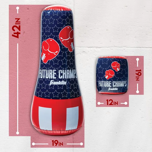 Vista 3 de Franklin Sports Juego de saco de boxeo inflable y guante Bopper, perfecto para niños y niños pequeños, bolsa de boxeo de gran tamaño y guantes