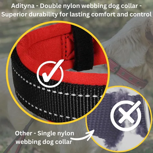 Vista 2 de Collares para perros pequeños, acolchados, ultra cómodos, de neopreno suave, reflectante, resistente, collar pequeño negro