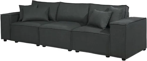 Vista 3 de Daesar Muebles de sala de estar, sofás modernos de 3 plazas en lino gris oscuro