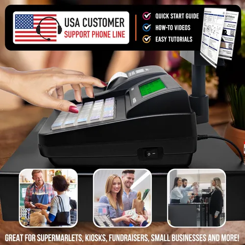 Vista 8 de Nadex Caja registradora CR260, cajón de acero, impresión rápida, interfaz fácil de usar, negro