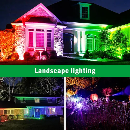 Vista 7 de Focos RGB para exteriores, foco RGB de 12 W, luces de paisaje que cambian de color para patio, jardín, camino, 120 V, impermeable, iluminación