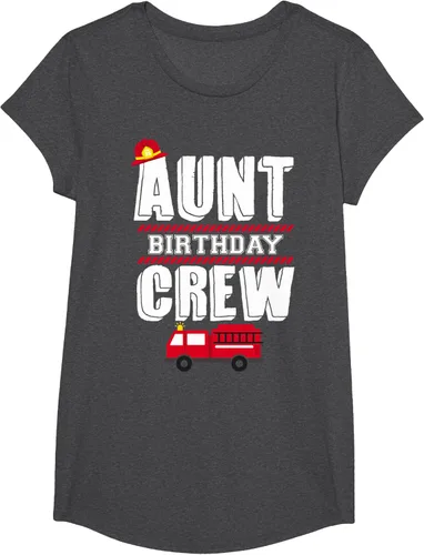 Vista 47 de Aunt Birthday Crew Fire Truck Fireman - Camiseta para fiesta de acogida, Negro, S