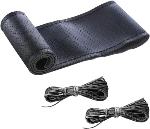 Vista 11 de Bittwee Funda para volante de automóvil, protector de volante de costura DIY, envolvente de piel de microfibra transpirable antideslizante