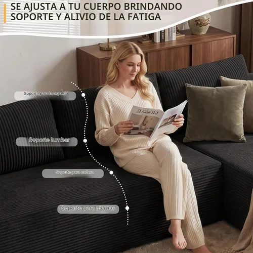 Vista 3 de Sofá modular moderno de 96 pulgadas, sofás modulares convertibles en forma de L, sofás tapizados con asiento profundo, sofá de esponja apto