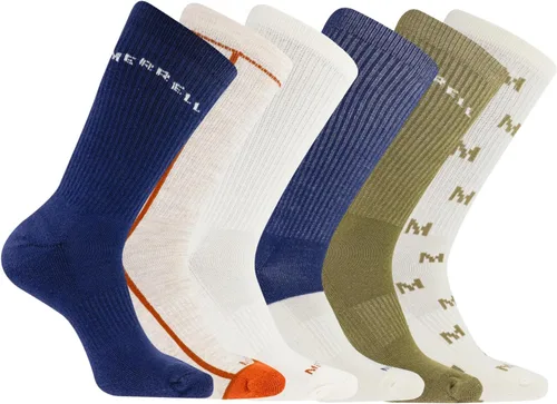 Vista 11 de Merrell Men's and Women's Recycled Cushioned Crew Socks-6 & 12 Pairs-Hiking Arch Support negro (6 pares)