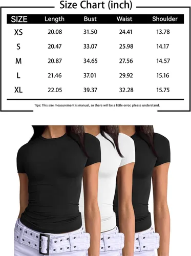 Vista 6 de AUTOMET Camisas de manga corta para mujer, 3 piezas, básicas, para salir, ajustadas, ropa 2024 Y2K
