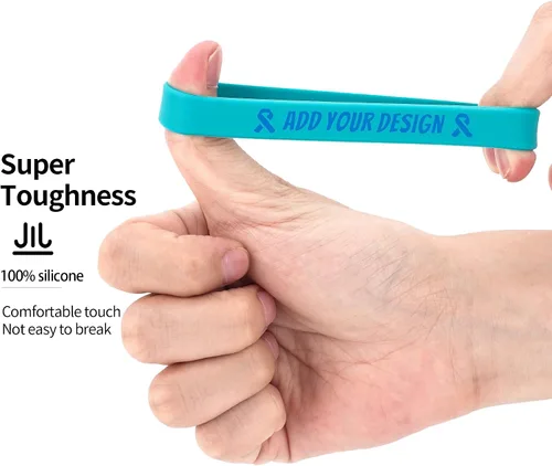 Vista 2 de Custom Rubber Bracelets – 0.5” Wide Personalized Silicone Wristbands for Parties, Awareness, Events & Celebrations