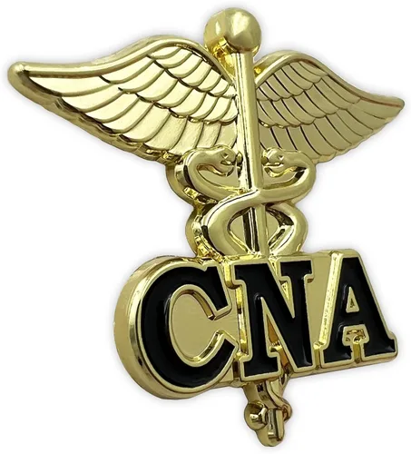 Vista 2 de Pin de solapa con emblema de enfermera certificada para asistente de enfermería registrada, broche de letras en caduceo, clip de ceremonia médica