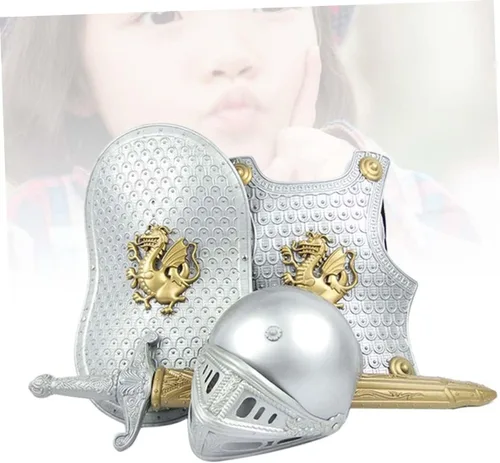 Vista 3 de LIFKOME Conjunto de armadura de batalla guerrero accesorios de armadura juego de rol para niños, disfraz de caballero para niños, trajes