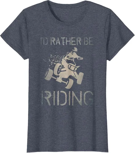 Vista 64 de Camiseta gráfica I'd Rather Be Riding ATV Quad Racing Rider de 4 ruedas, Negro