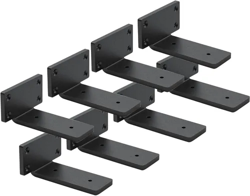 Vista 15 de Paquete de 4 soportes de estante flotantes de 4 pulgadas, soporte de estante oculto de 1/5 pulgadas de grosor, soportes de metal de hierro