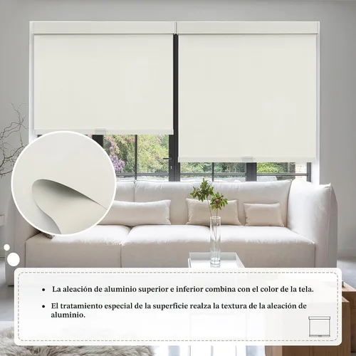 Vista 3 de SUNOFF Persianas Enrollables Opacas Inalámbricas para Ventanas de Parada Libre, Bajar Oscurecimiento de Habitación con Cenefa, Persianas de Tela