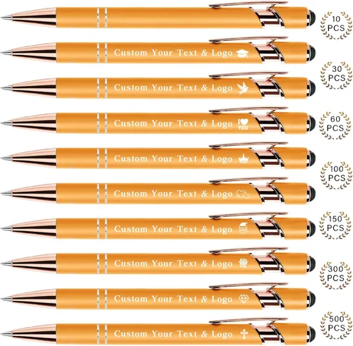 Vista 9 de Bolígrafos personalizados a granel, bolígrafos personalizados con nombre/logotipo en ambos lados, regalo de tinta negra, bolígrafo grabado con lápiz