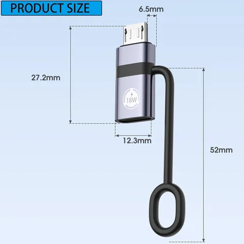 Vista 2 de Adaptador USB gris C a micro USB, adaptador tipo C hembra a micro USB macho, adecuado para Samsung Galaxy S6/S7 Edge, LG Nexus 4/5/6 y otros