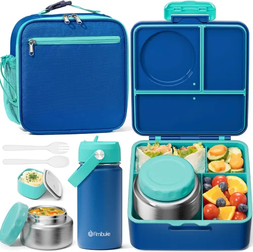 Vista 14 de Fimibuke Lonchera Bento para niños con termo, bolsa de almuerzo, botella