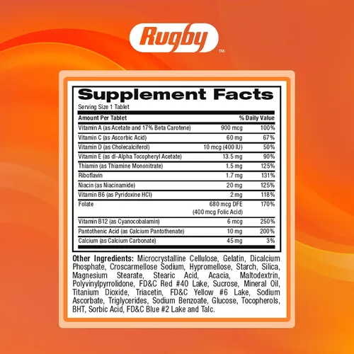 Vista 7 de Rugby Daily-Vite - Tabletas multivitamínicas, suplemento dietético sin gluten para adultos, apoya la salud general, sin sabores artificiales, 1000