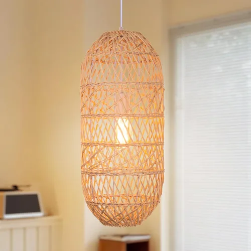 Vista 4 de Arturesthome Lámpara colgante de 1 luz de ratán natural, pantalla de lámpara colgante tejida, lámpara de techo colgante, lámpara colgante hecha a